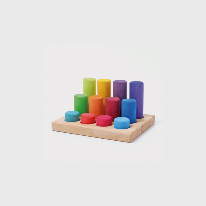 Grimm's Sorting Board With Rollers, Rainbow 12 pcs