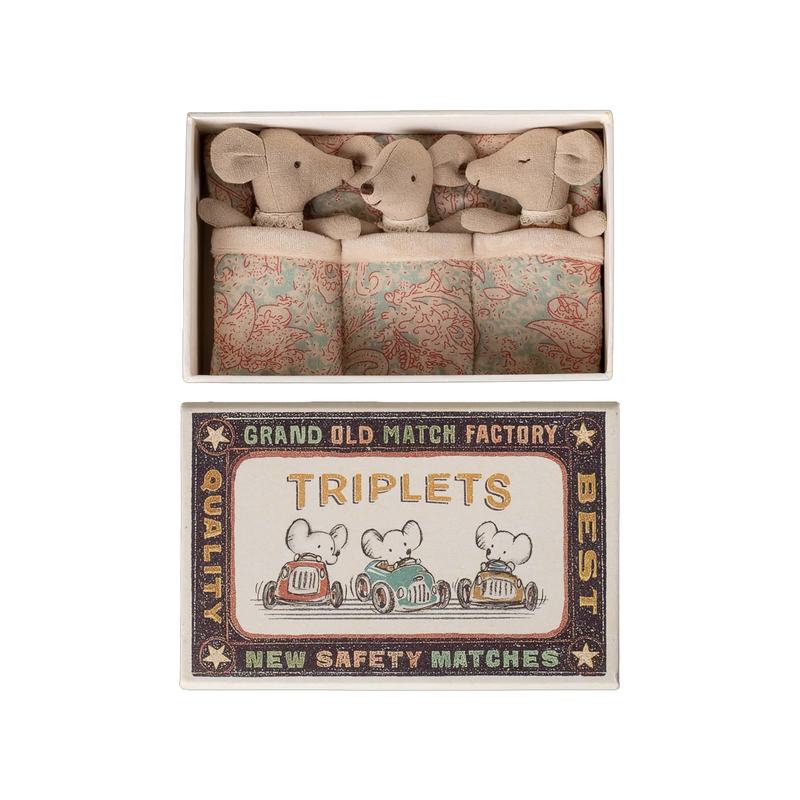Maileg Triplets Baby Mice in Matchbox