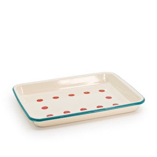 Dan Pelosi x CCH Tomato Small Rectangle Tray - Turquoise Rim