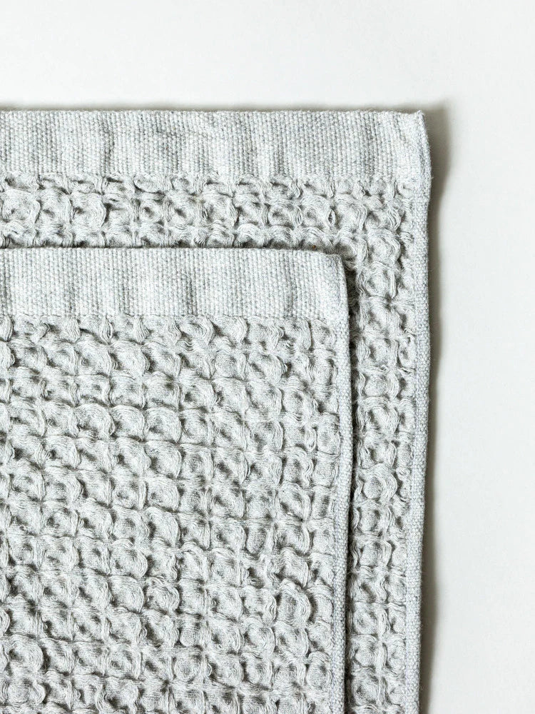 Lattice Linen Towel, Ice Grey