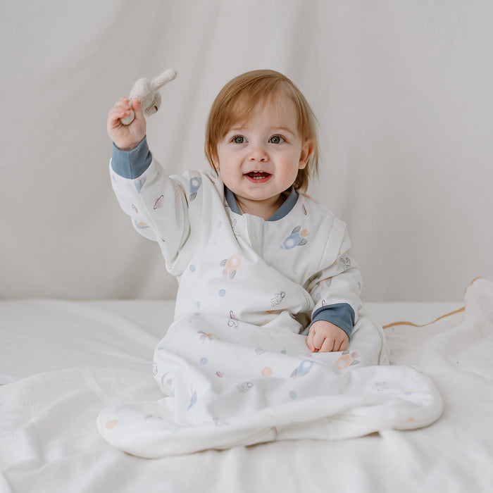 Organic Cotton Removable Long Sleeve Sleep Bag 1.0 TOG - Up and Away!