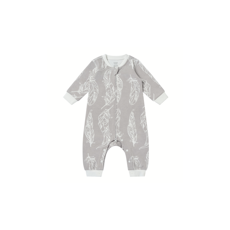 Long Sleeve Romper (Organic Cotton) - Feather Grey