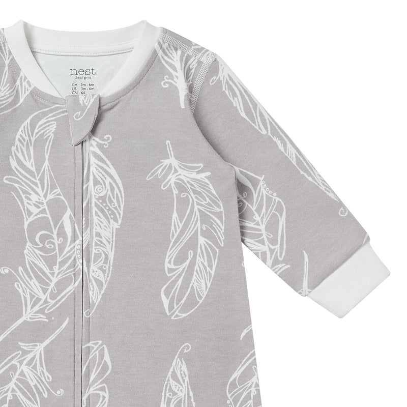 Long Sleeve Romper (Organic Cotton) - Feather Grey