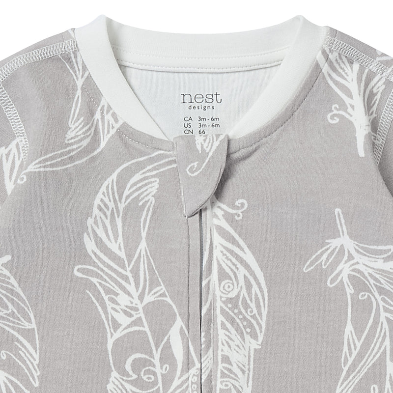Long Sleeve Romper (Organic Cotton) - Feather Grey
