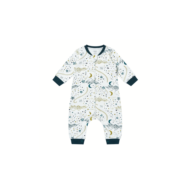 Long Sleeve Romper (Organic Cotton) - Stars White