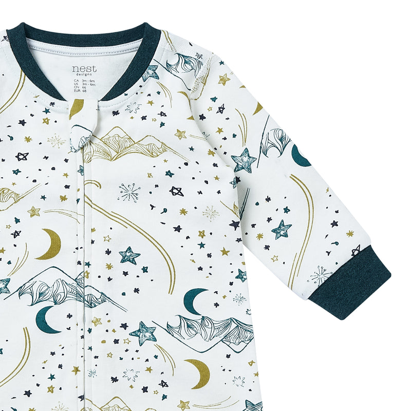 Long Sleeve Romper (Organic Cotton) - Stars White
