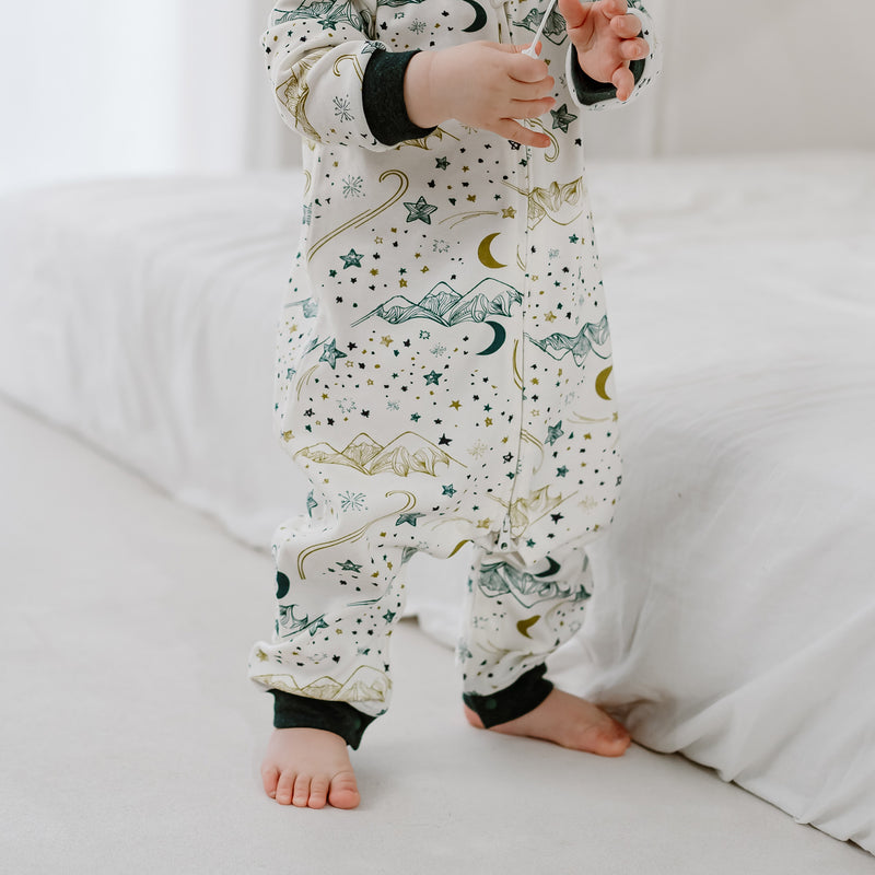 Long Sleeve Romper (Organic Cotton) - Stars White