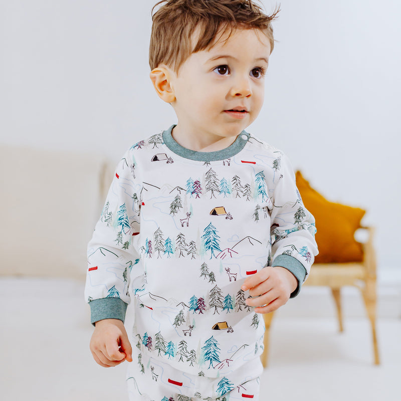 Long Sleeve Two-Piece PJ Set (Organic Cotton) - Happy Trails
