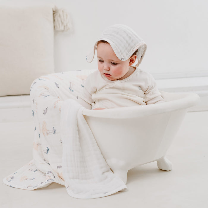 Nest Designs Organic Cotton 9-Layer Hooded Baby Bath Towel - Baby Baobabs