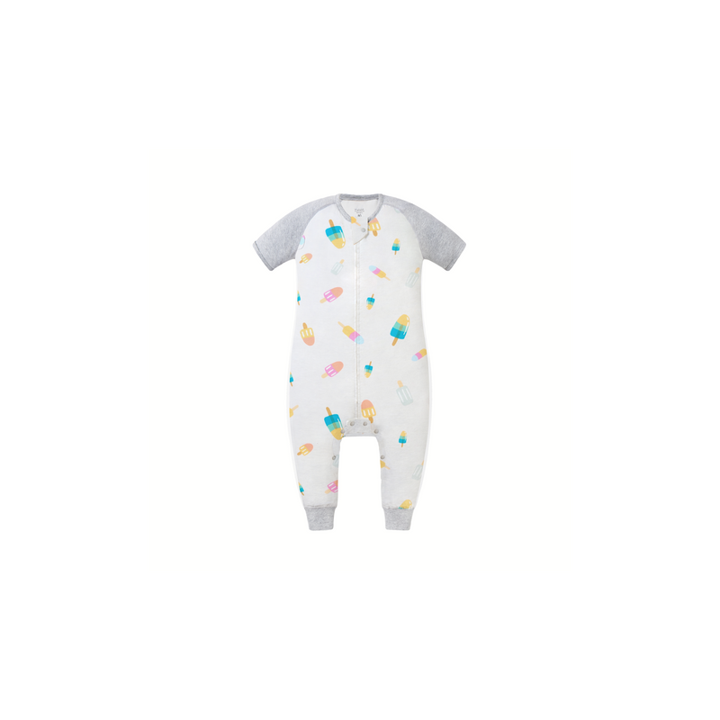 Raglan Short Sleeve Footed Sleep Bag 0.6 TOG (Bamboo Pima) - Summer Pops