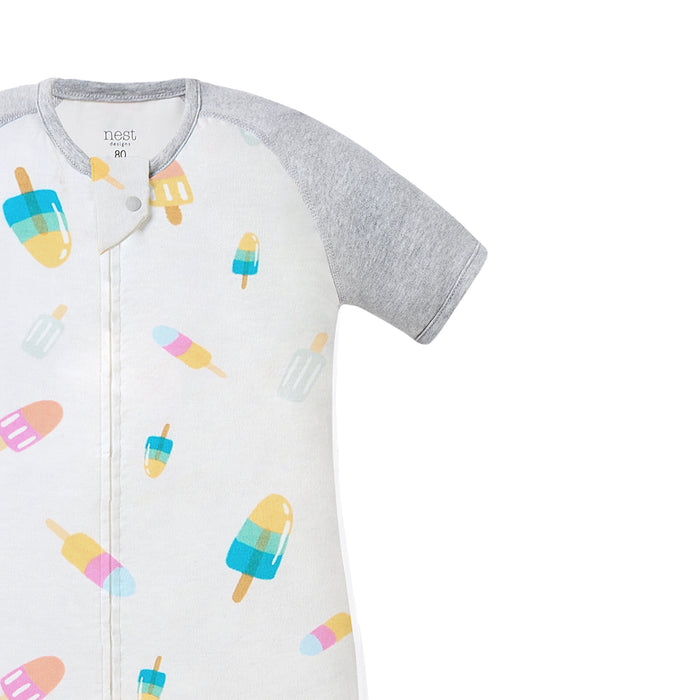 Raglan Short Sleeve Footed Sleep Bag 0.6 TOG (Bamboo Pima) - Summer Pops