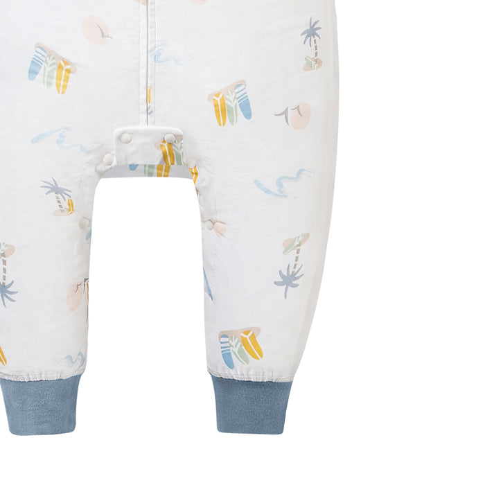 Raglan Short Sleeve Footed Sleep Bag 0.6 TOG (Bamboo Pima) - Pastel Waves