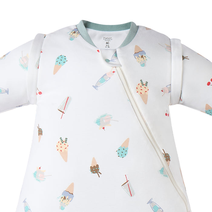 Removable Long Sleeve Sleep Bag 1.0 TOG (Organic Cotton) - Ice Cream Summer