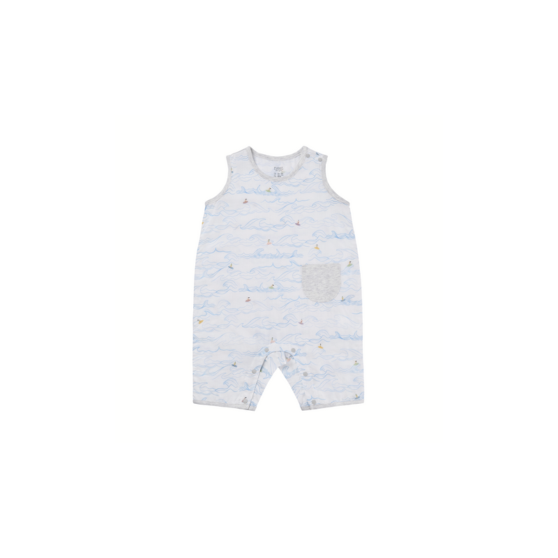 Bamboo Muslin Sleeveless Romper - Surf's Up