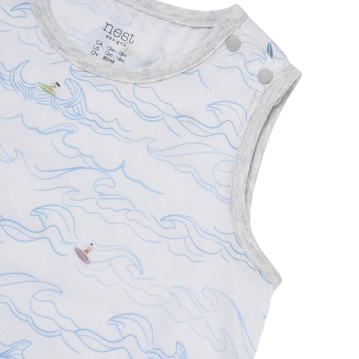 Bamboo Muslin Sleeveless Romper - Surf's Up