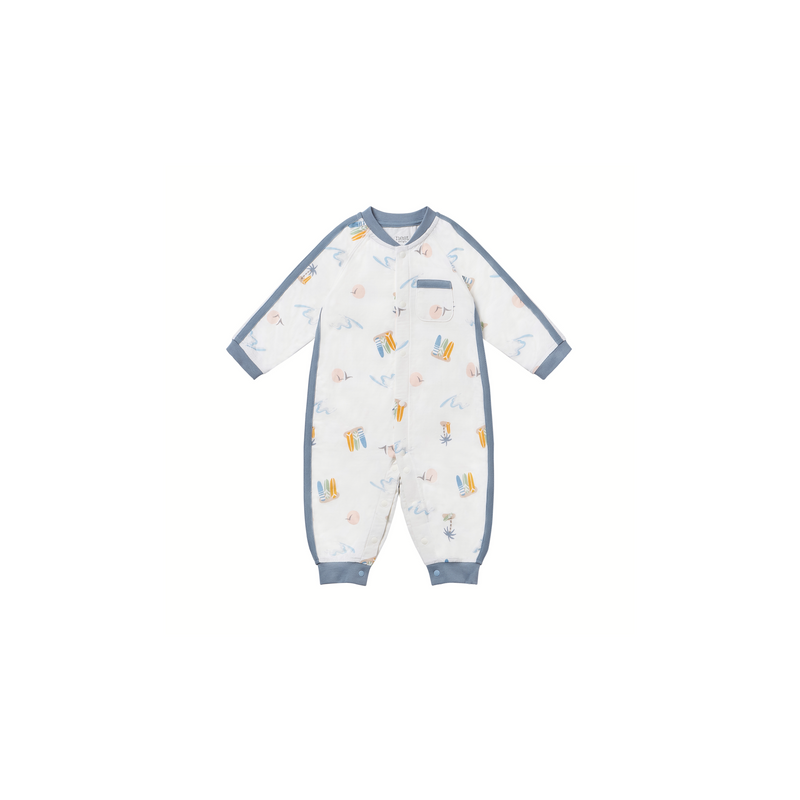 Bamboo Pima 3/4 Sleeve Romper - Pastel Waves