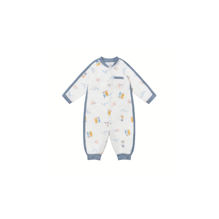 Bamboo Pima 3/4 Sleeve Romper - Pastel Waves