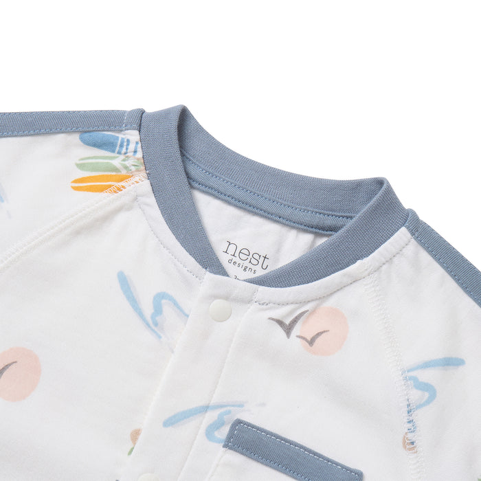 Bamboo Pima 3/4 Sleeve Romper - Pastel Waves