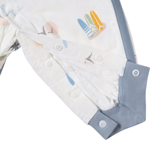 Bamboo Pima 3/4 Sleeve Romper - Pastel Waves