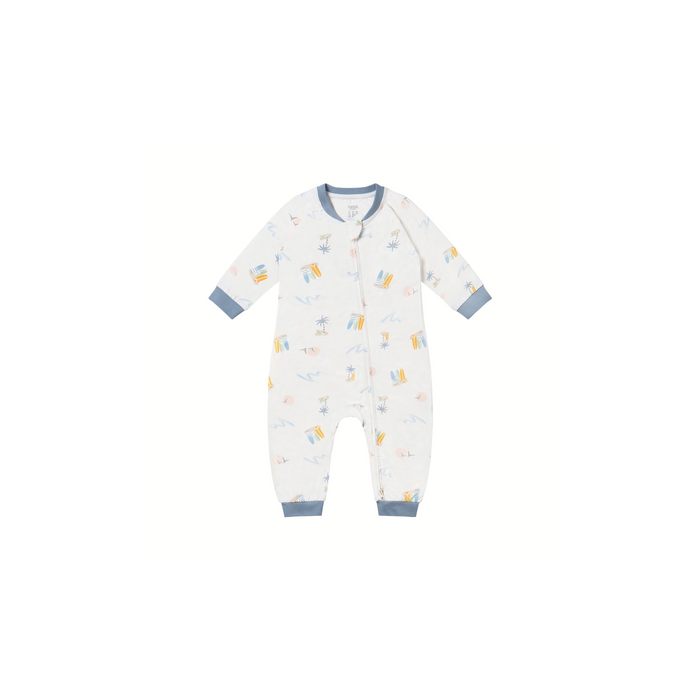 One-Piece Zip Footless Sleeper (Bamboo Jersey) - Pastel Waves