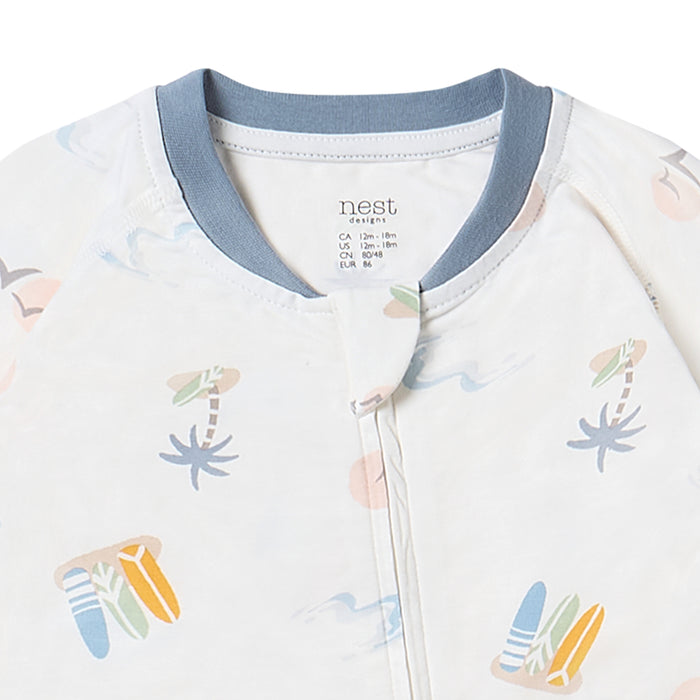 One-Piece Zip Footless Sleeper (Bamboo Jersey) - Pastel Waves