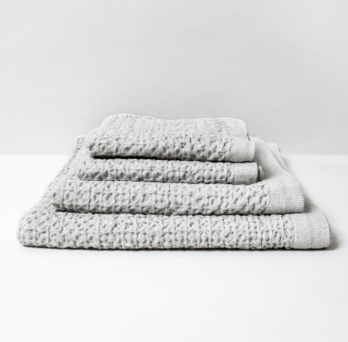Lattice Linen Towel, Ice Grey