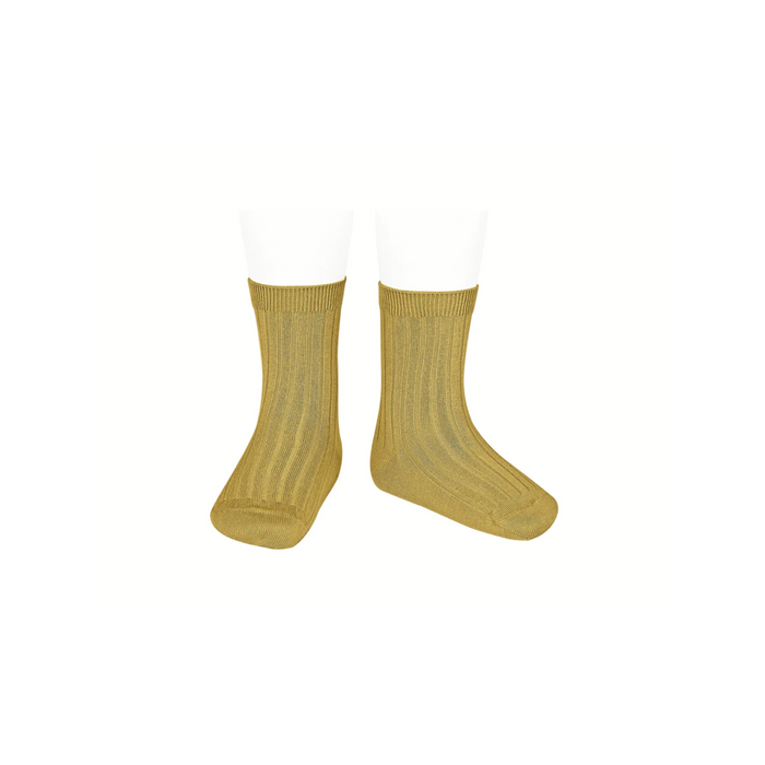 Condor Basic Rib Short Socks Mustard