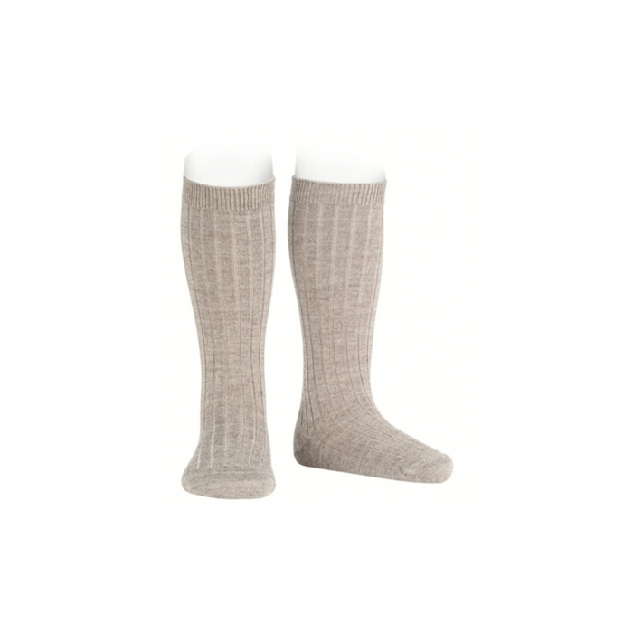 Condor Merino Wool-Blend Rib Knee Socks Nougat