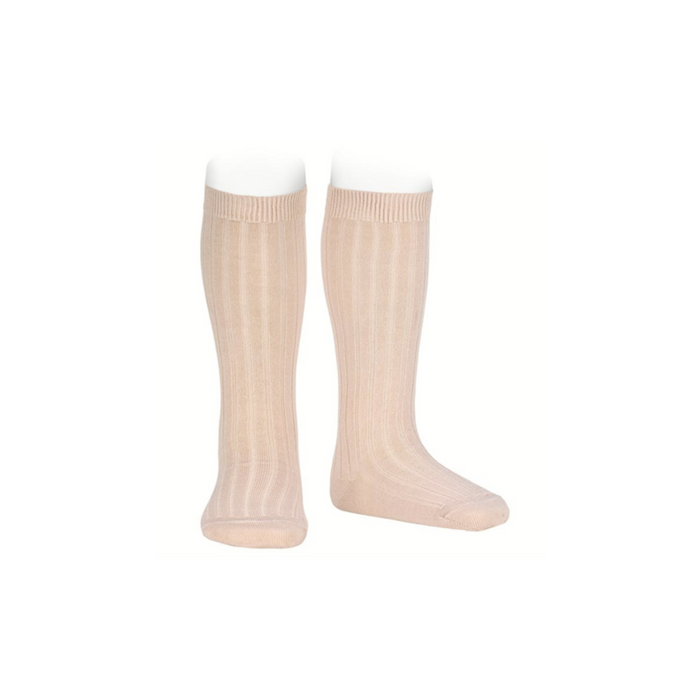 Condor Merino Wool-Blend Rib Knee Socks Nude