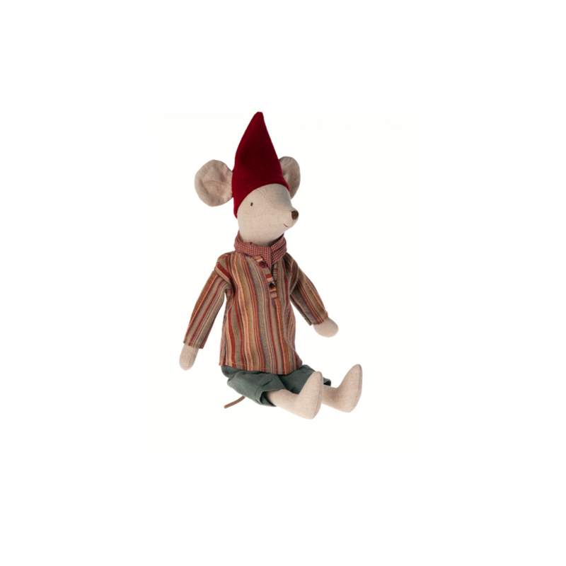 Maileg Medium Christmas Mouse, Boy - Scarf