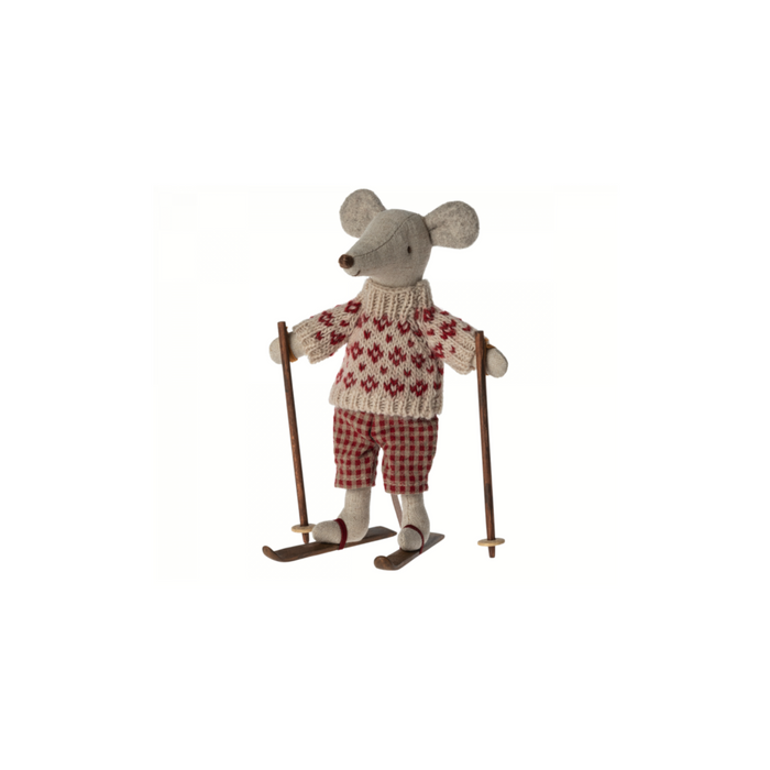 Maileg Winter Mouse with Ski Set, Mum