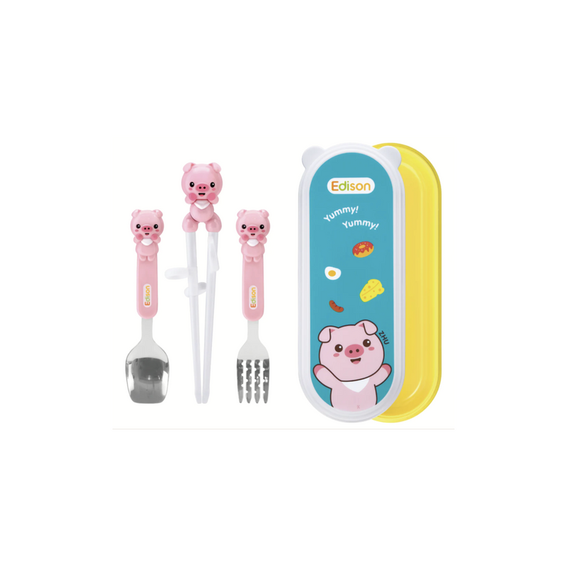 Edison Chopsticks Easy Hard Case Set With Fork (Right-Handed)