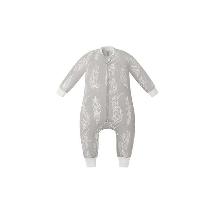 Long Sleeve Footed Sleep Bag 1.0 TOG (Organic Cotton) - Feather Grey