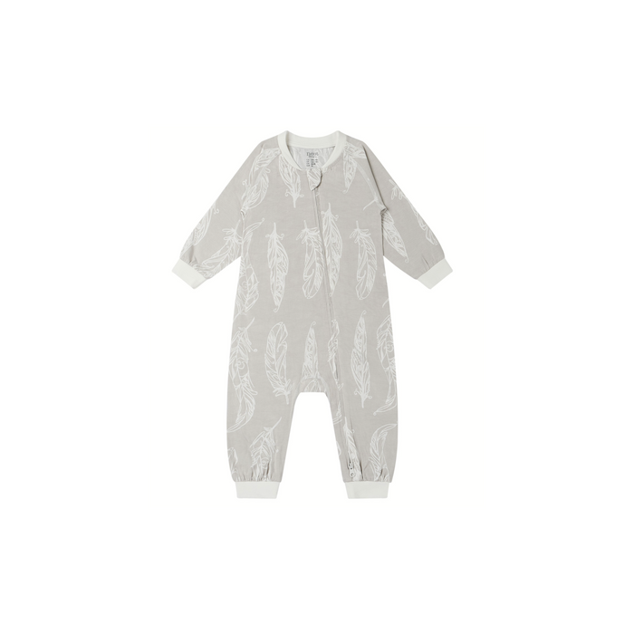 Zip Long Sleeve Footless Sleeper (Avocado Bamboo) - Feather Grey