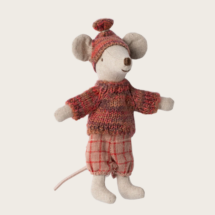 Maileg Winter Mouse with Ski Set, Big Sister - Rose