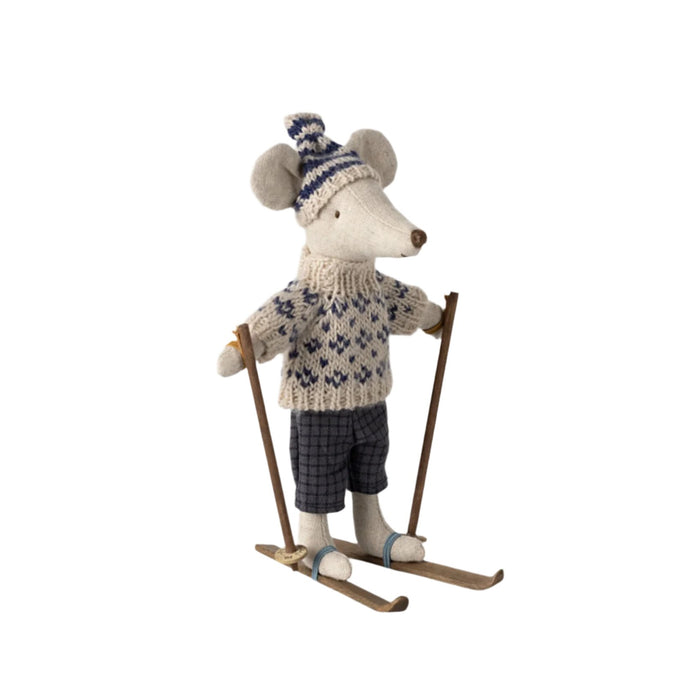 Maileg Winter Mouse with Ski Set, Dad - Blue