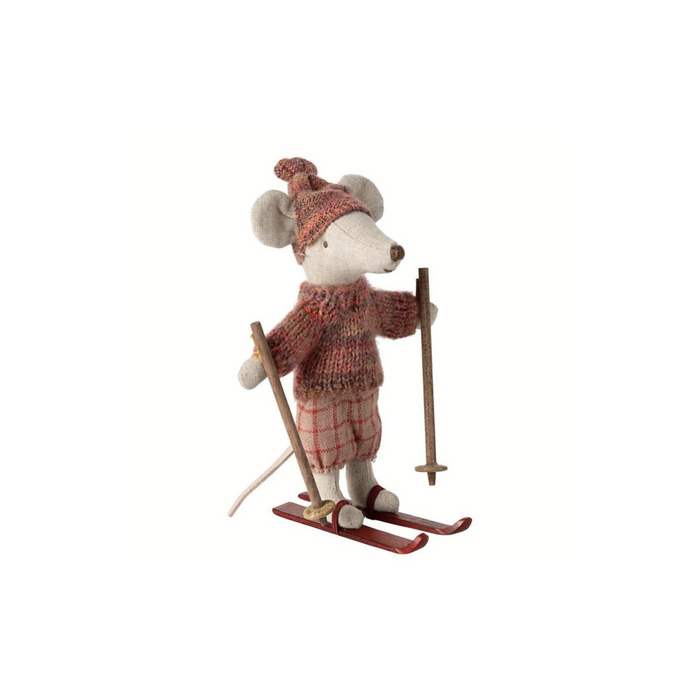 Maileg Winter Mouse with Ski Set, Big Sister - Rose