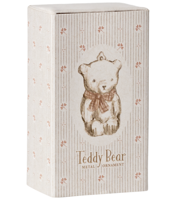 Maileg Metal Ornament, Teddy Bear - Off White/Rose