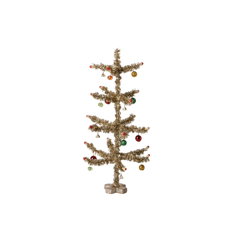 Maileg Christmas Tree, Gold - Red and Green Decoration
