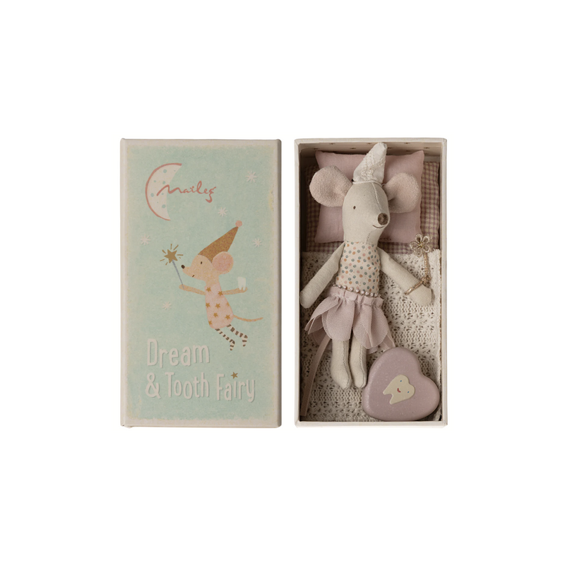 Maileg Tooth Fairy Mouse, Little Sister in Match Box
