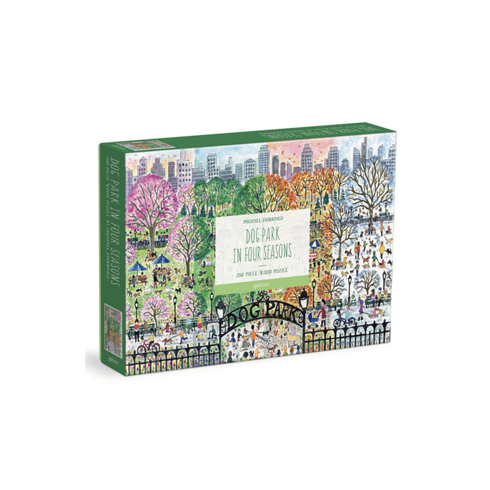 Galison: Michael Storrings Dog Park in Four Seasons 250 Piece Wood Puzzle