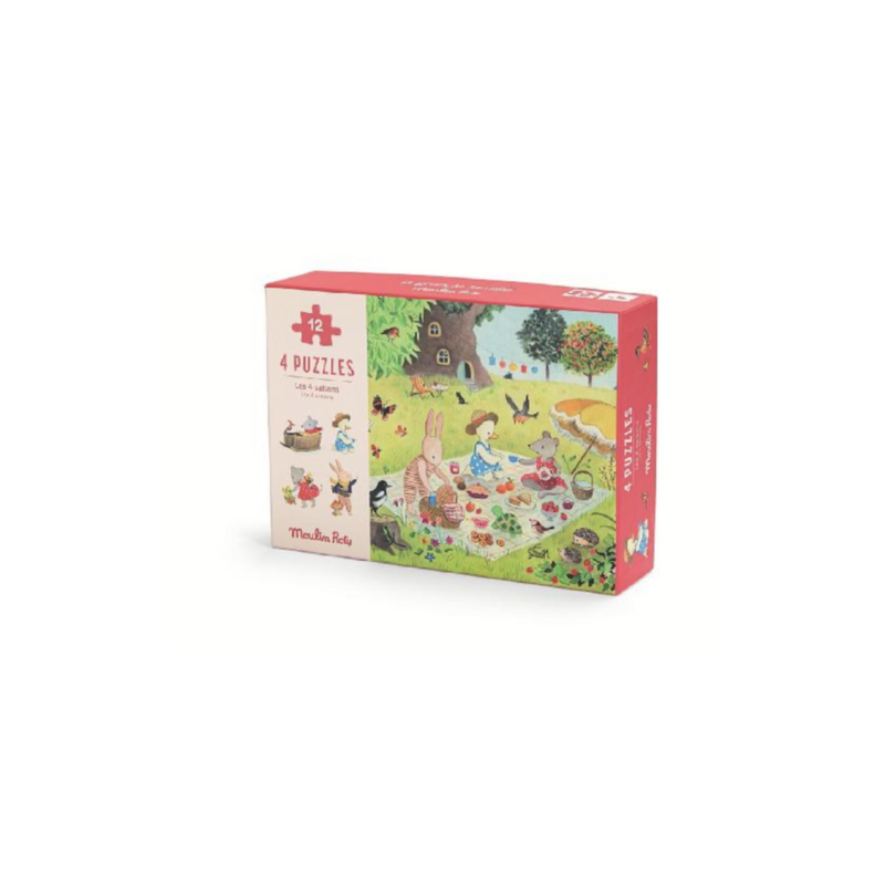 Moulin Roty Grand Famille - Seasons Mini Puzzles 4*12 pcs