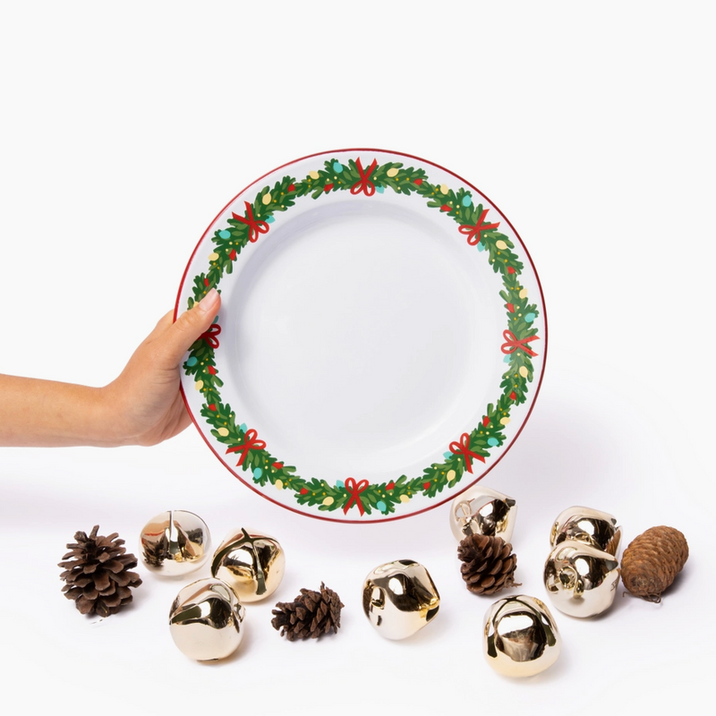 Crow Canyon Helmsie X CCH Christmas Garland Enamelware Dinner Plate