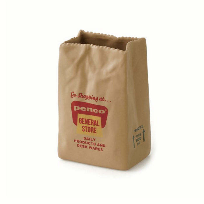 Penco Porcelain Brown Bag Pen Holder