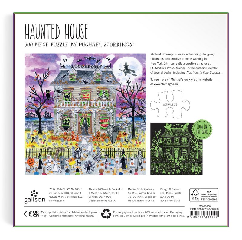 Galison: Haunted House 500 Piece Glow in the Dark Puzzle