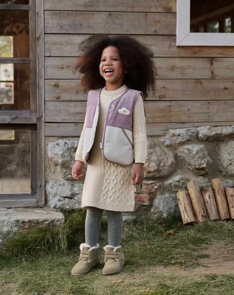 Petite Revery Recycled Fleece Down Vest - Cloud