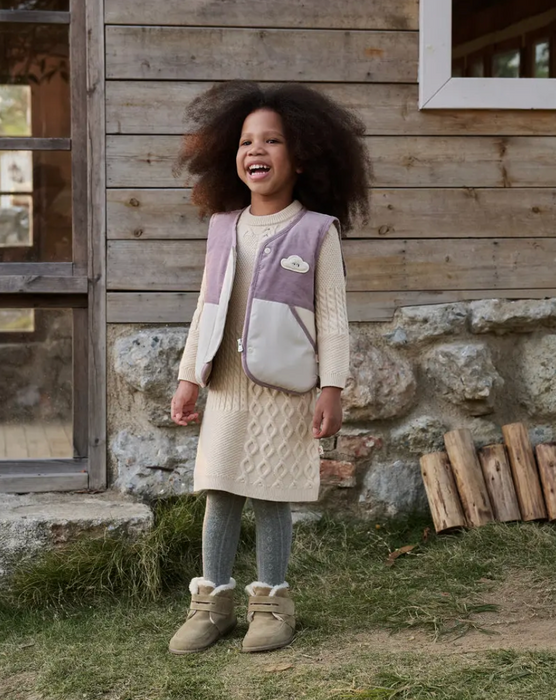 Petite Revery Recycled Fleece Down Vest - Cloud