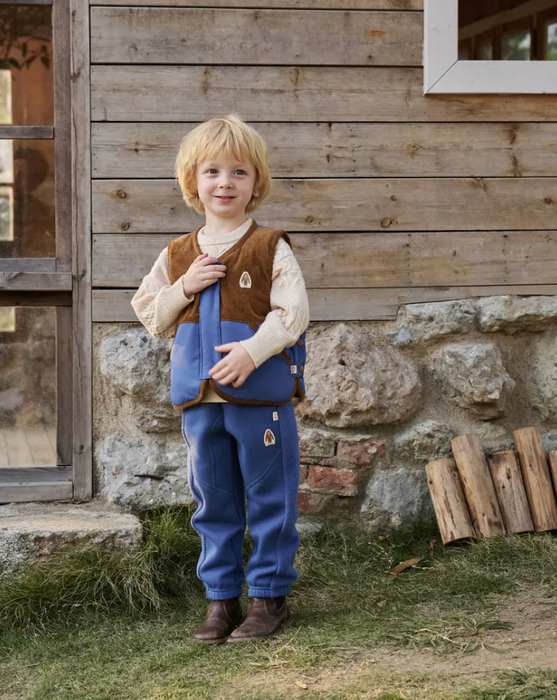 Petite Revery Recycled Fleece Down Vest - Deep Sea Blue