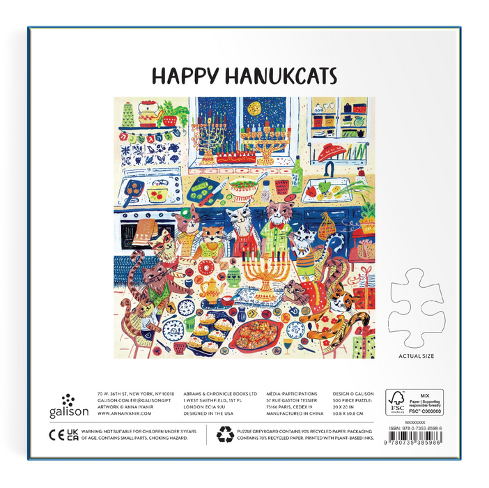 Galison: Happy Hanukcats 500 Piece Puzzle