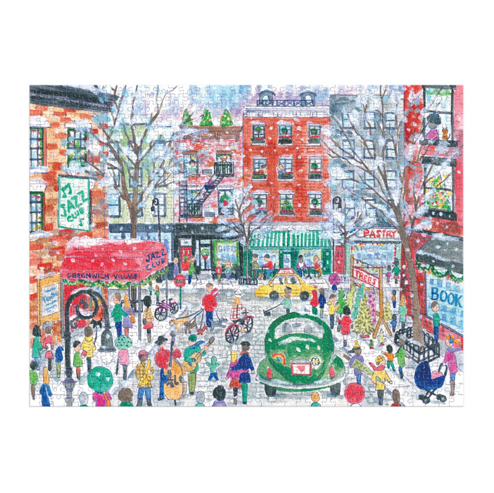 Galison Michael Storrings Christmas in Greenwich Village 1000 Piece Puzzle